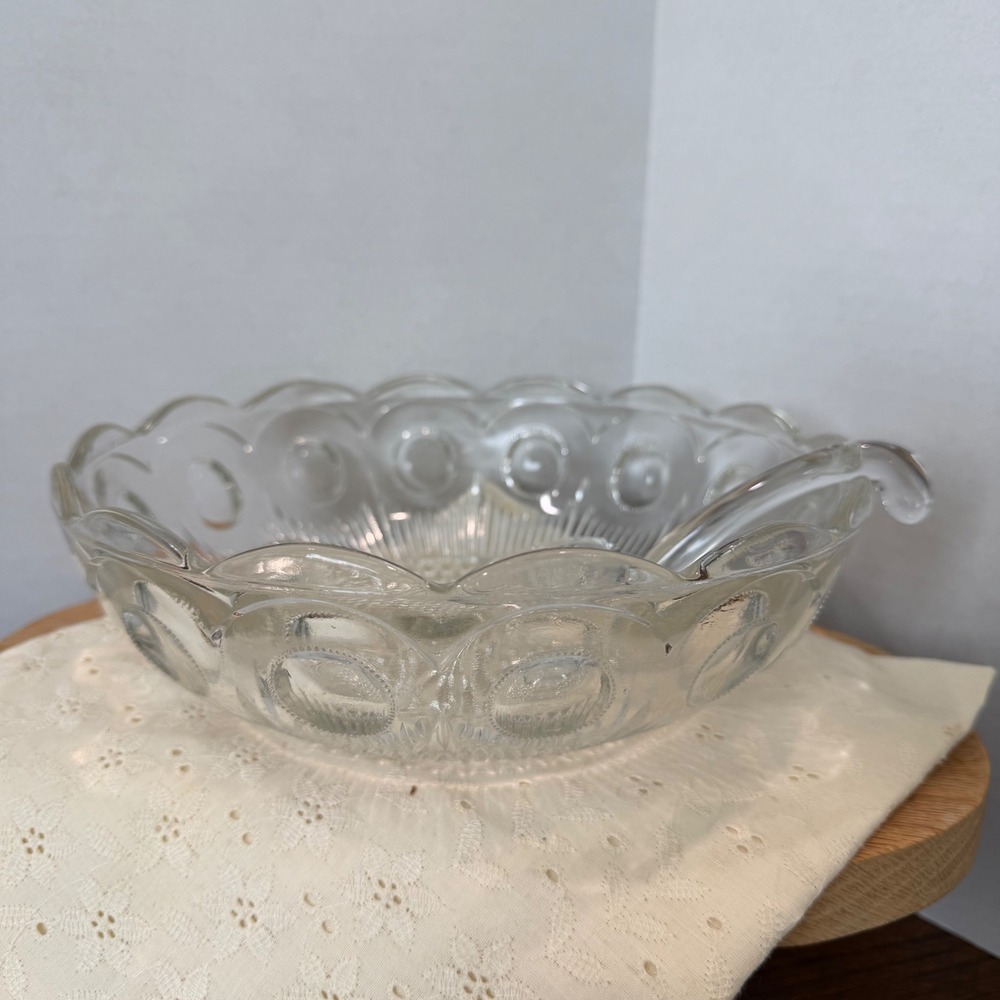 Vintage Bartlett Collins St Genevieve Pressed Glass‎ Bowl Ladle Bullseye Dish